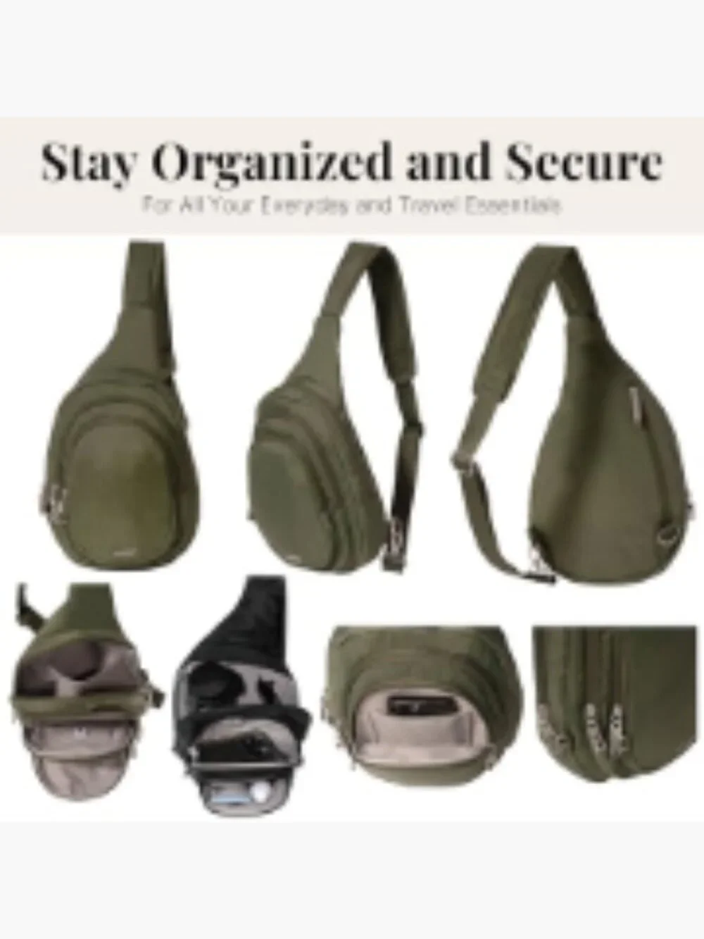 Anti-Theft Travel Sling Crossbody Bag with RFID Protection and Locking Zippers